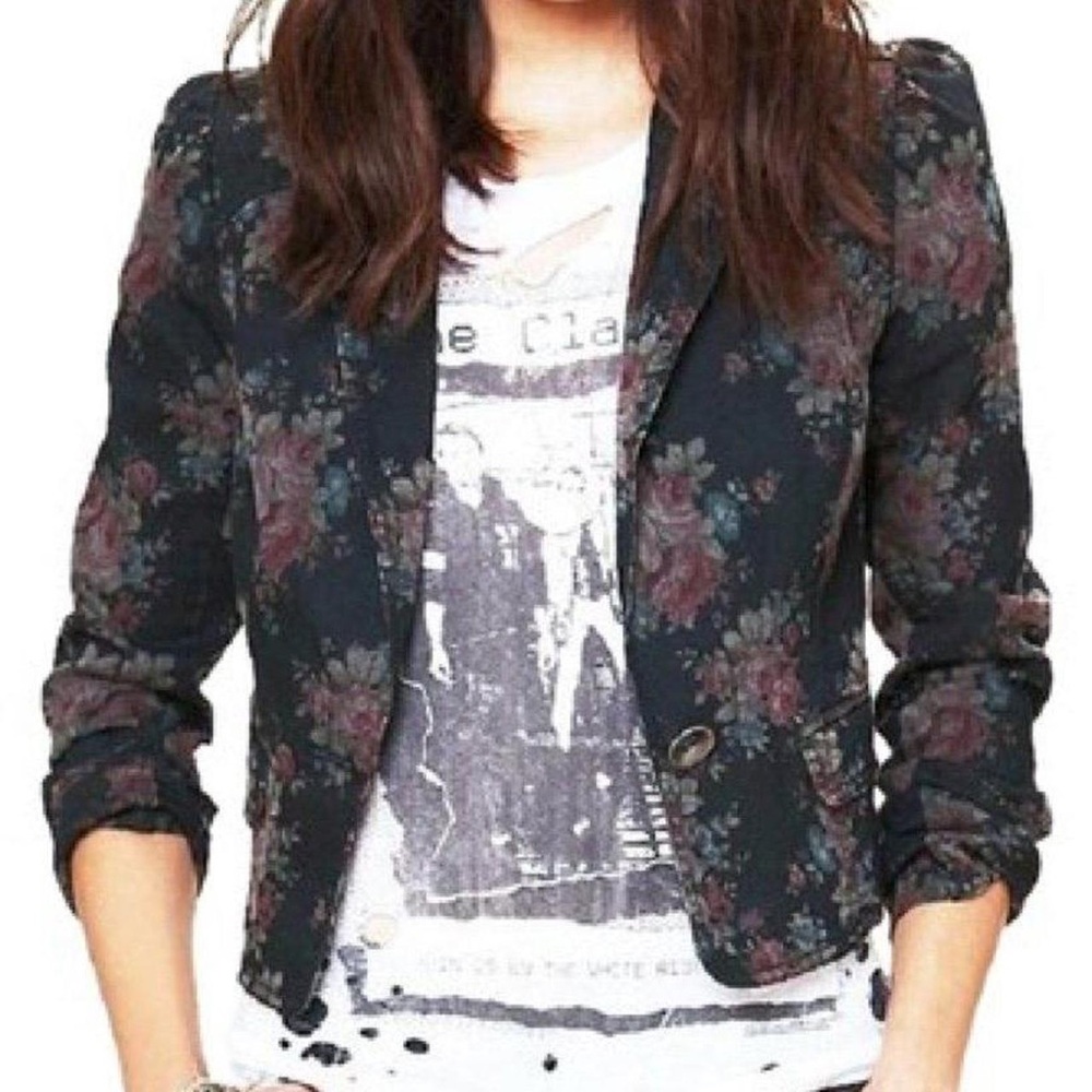 VINTAGE Free People Floral Crop Jacket